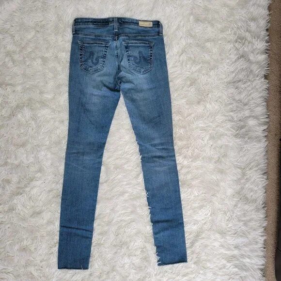AG Adriano Goldschmied Blue Distressed The Legging Super Skinny - Size 0